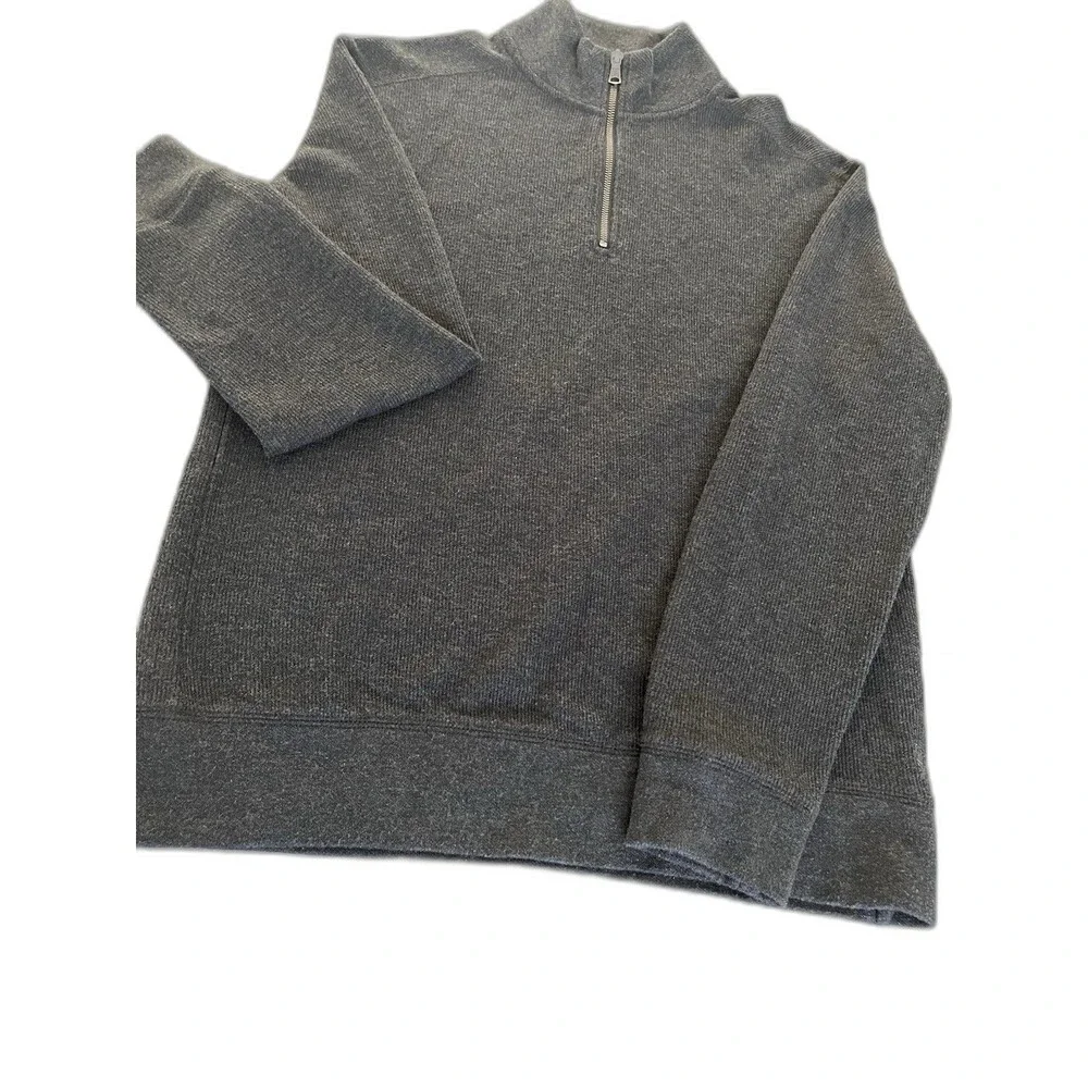 Banana Republic Mens Quarter Zip Sweater Pullover Dark Gray Small Cozy Casual